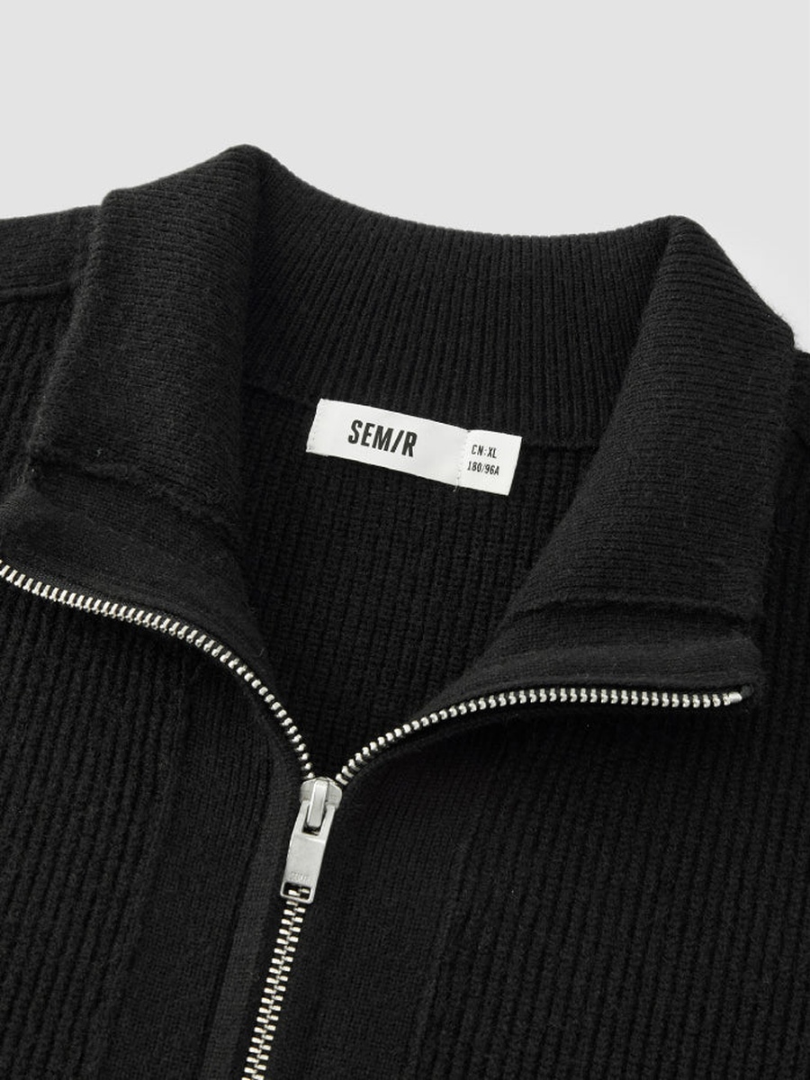 Men Knitted Zip Up Cardigan