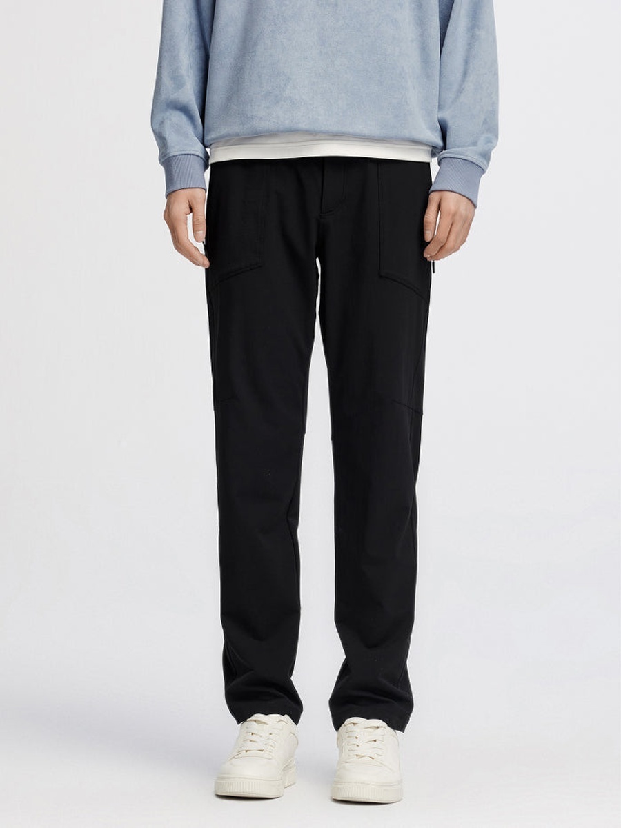 Men Straight Leg Trousers with Elastic Waist