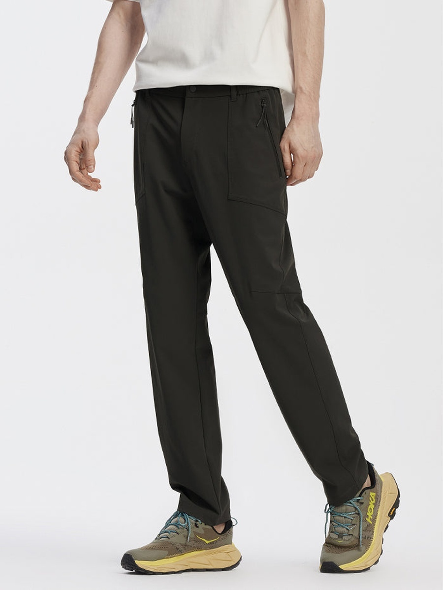 Men Straight Leg Trousers with Elastic Waist