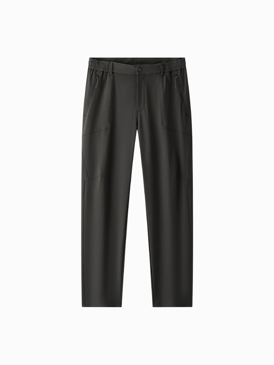 Men Straight Leg Trousers with Elastic Waist
