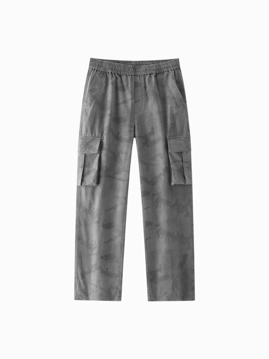 Men Camo Style Cargo Pants with Elastic Waist