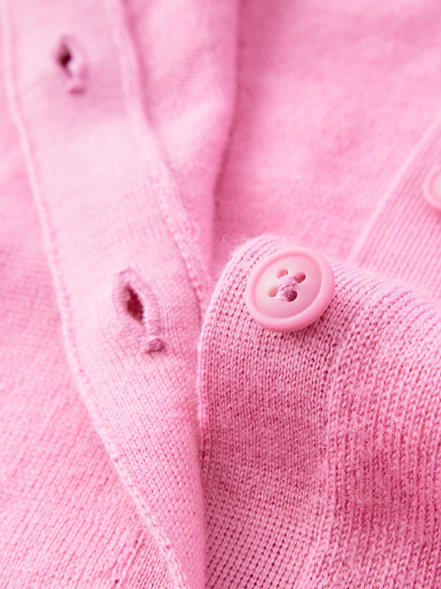 Plain Knitted Button Front Cardigan