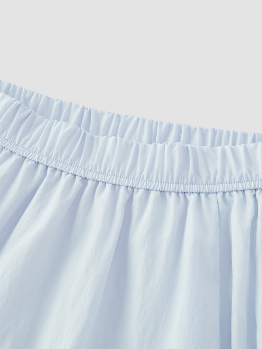 Solid Elastic Waist Midi Skirt