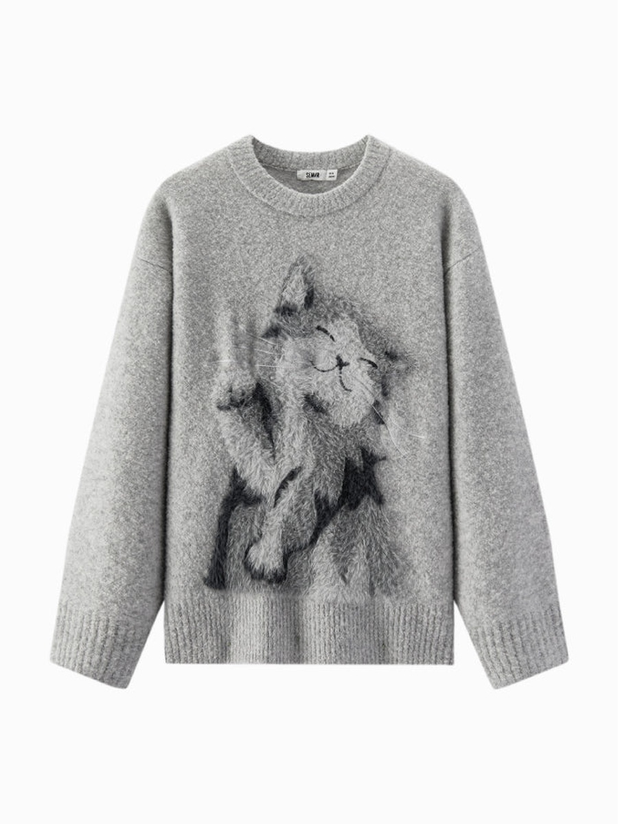Cat Pattern Knit Sweater
