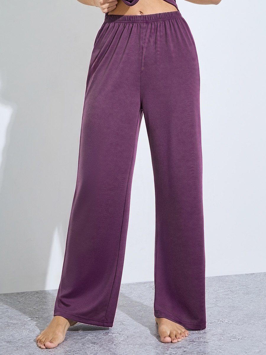 Purple Button Detail Open Placket T-Shirt and Pyjama Set
