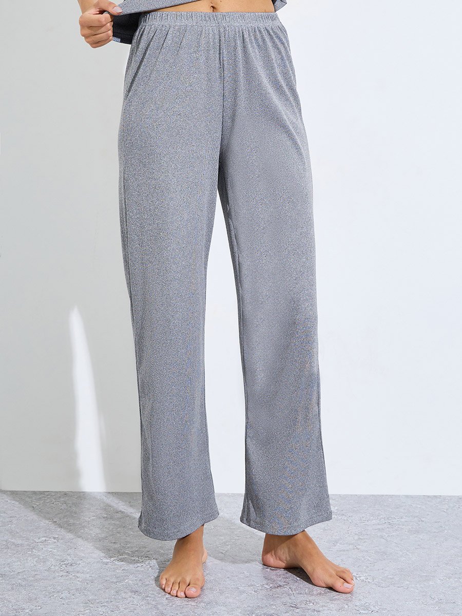 Grey Contrast Lace Detail Cami and Pyjama Set