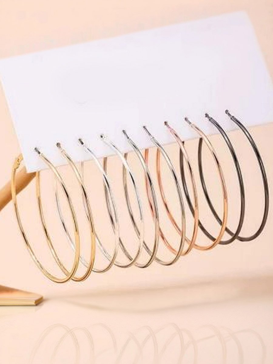 طقم أقراط حلقية متعددة الألوان من 5 قطع