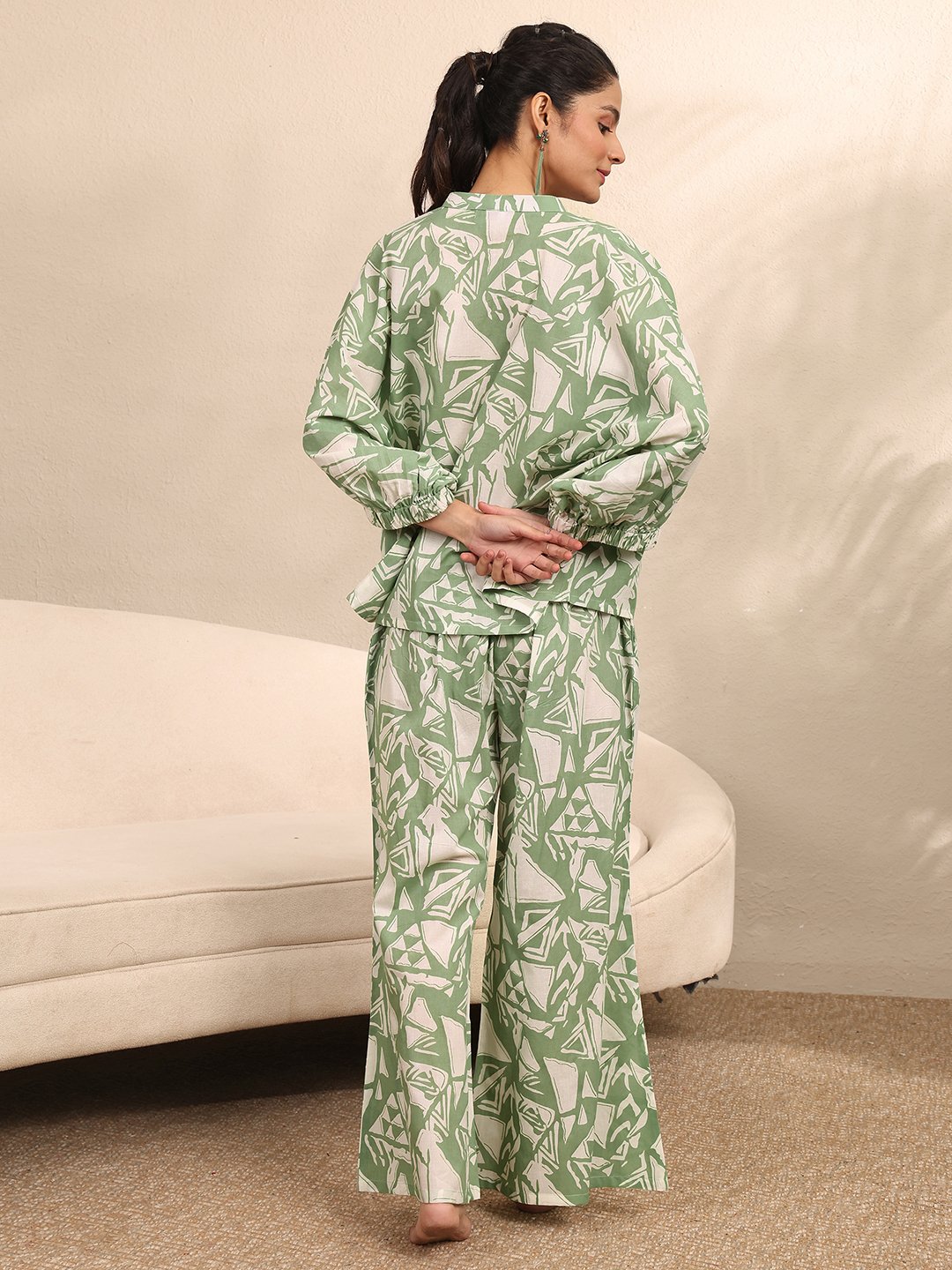 Green All Over Print Shirt and Pants Set