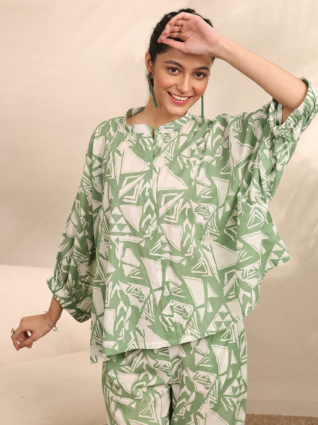 Green All Over Print Shirt and Pants Set
