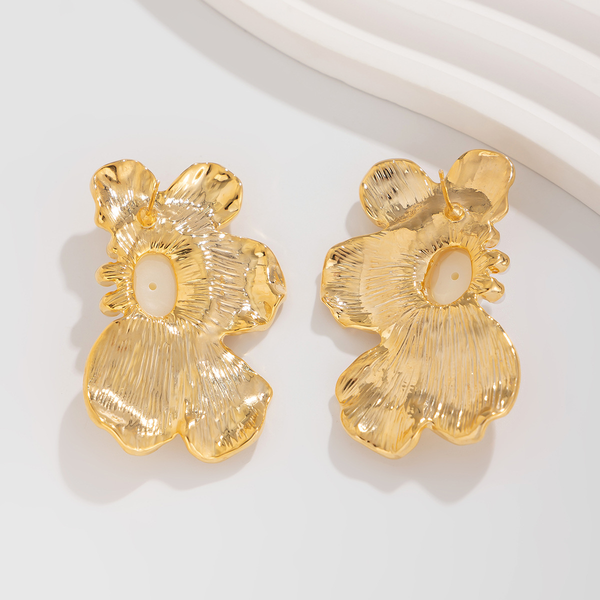 Gold Floral Pearl Dangle Earrings