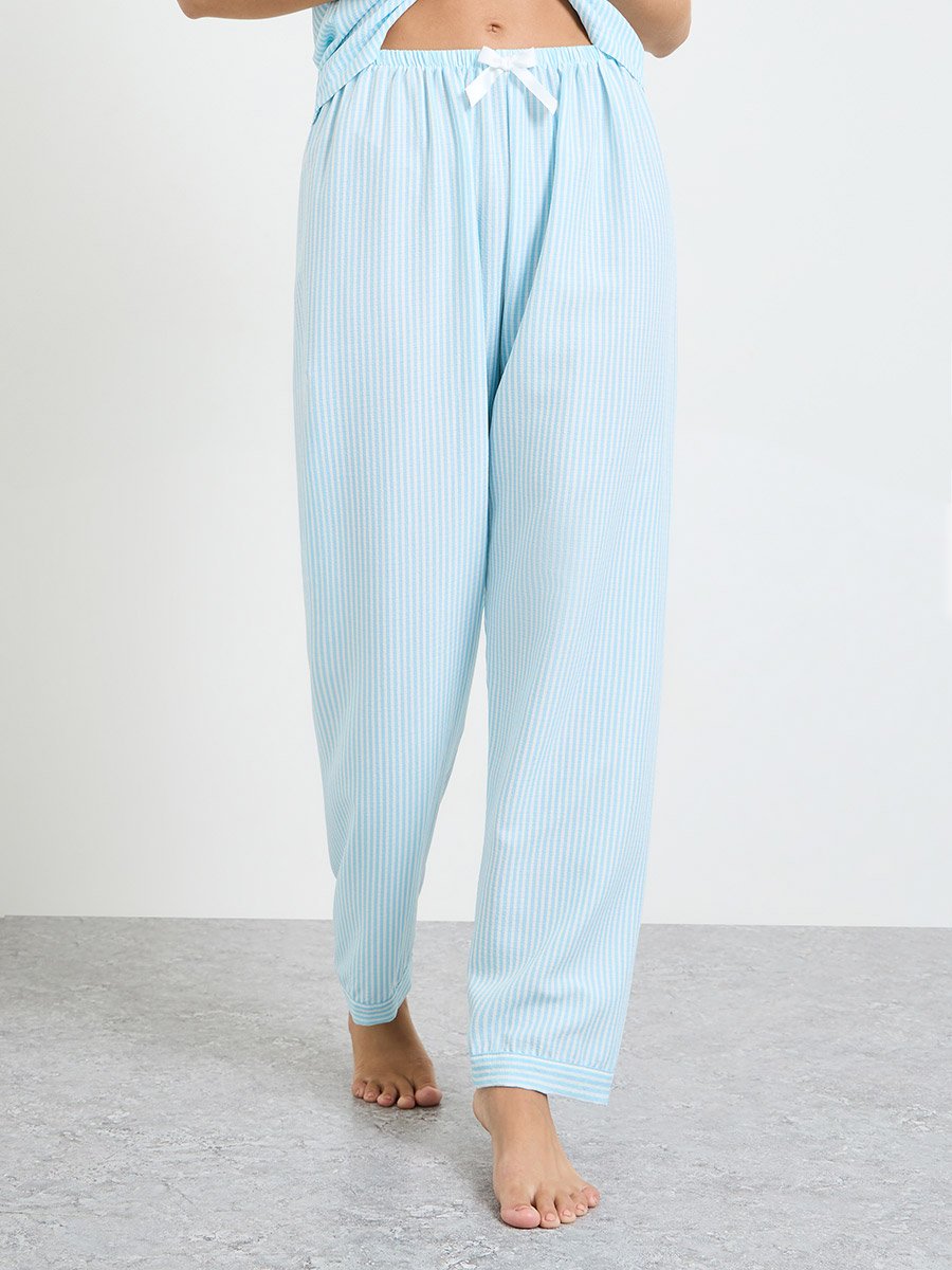 Blue Striped Shirt and Pyjama Set