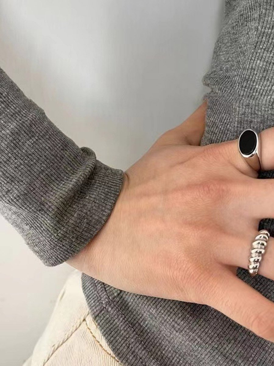 Pack of 2 - Silver Tone Casual Band Rings