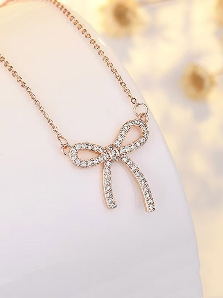 Embellished Bow Pendant Necklace