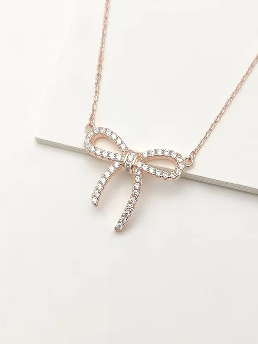 Embellished Bow Pendant Necklace
