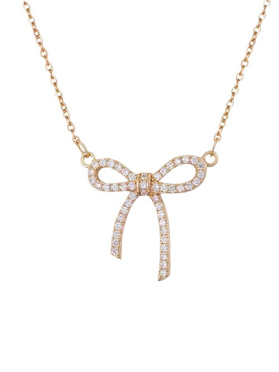Embellished Bow Pendant Necklace