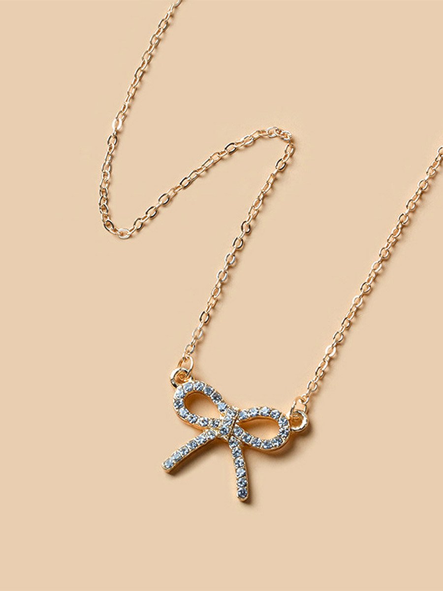 Embellished Bow Pendant Necklace