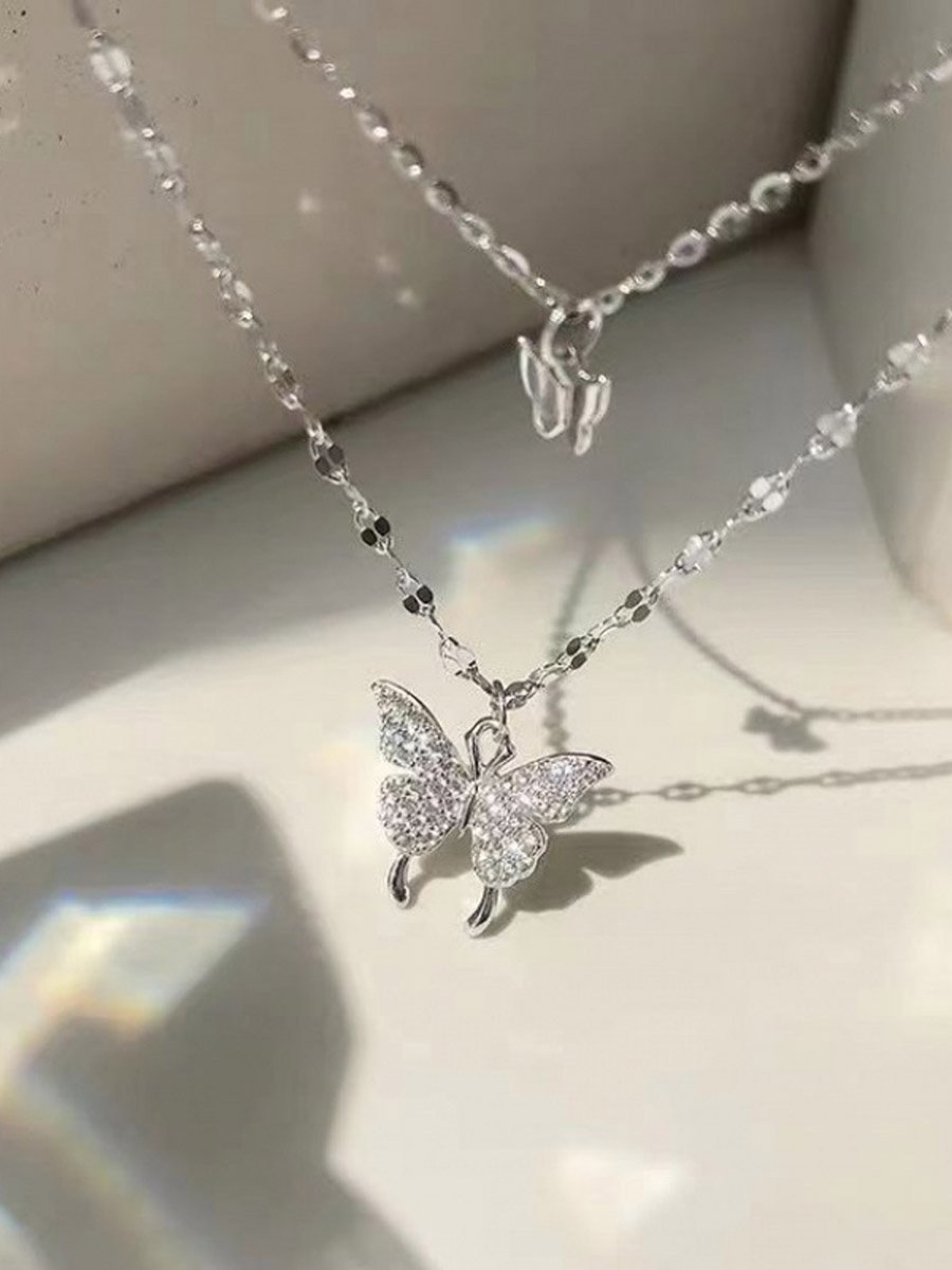 Butterfly Pendant Layered Necklace