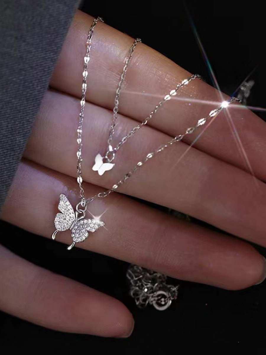 Butterfly Pendant Layered Necklace
