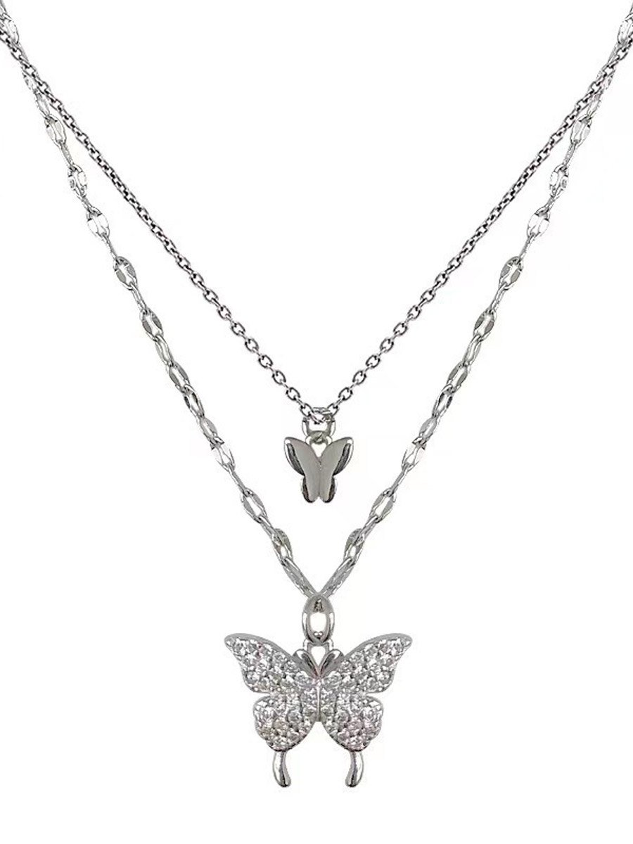 Butterfly Pendant Layered Necklace