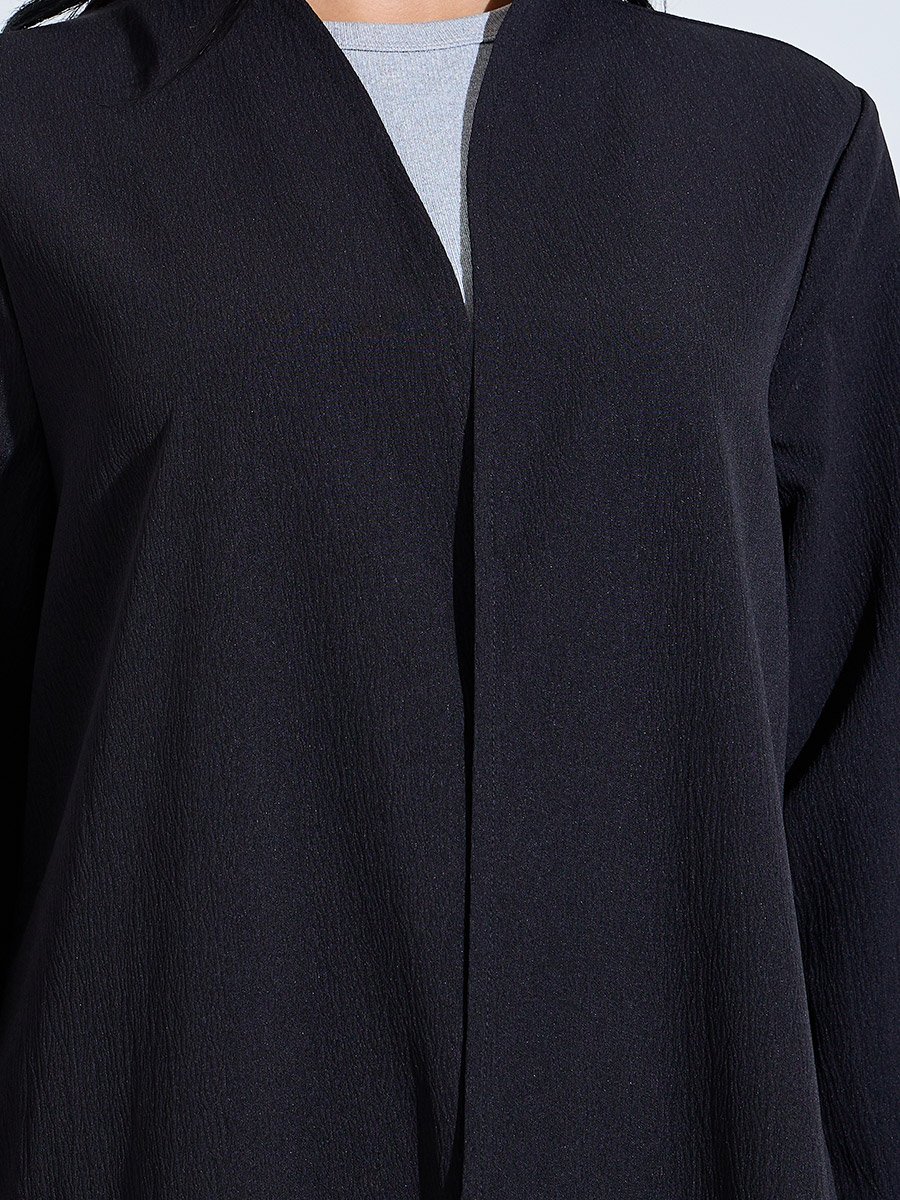 Black Front Open Lightweight Abaya