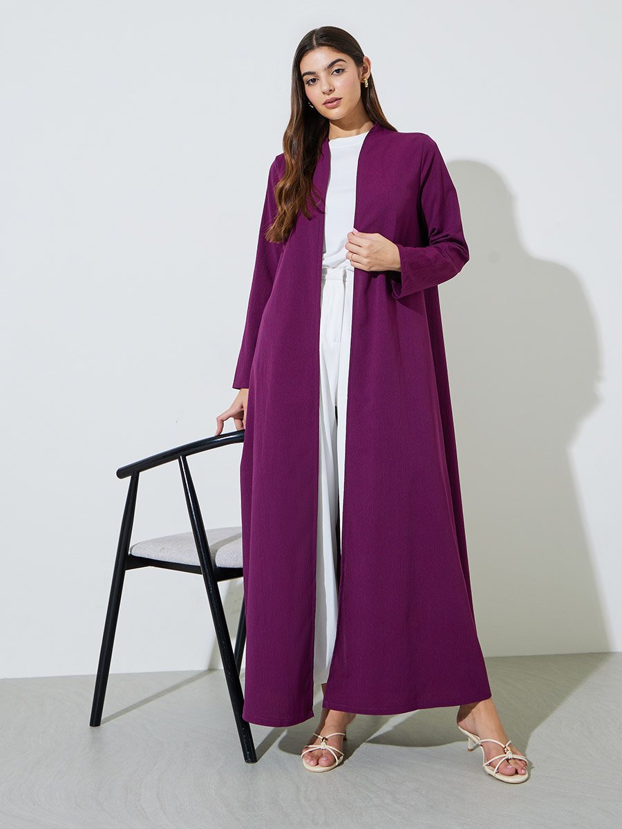 Purple Front Open Lightweight Abaya