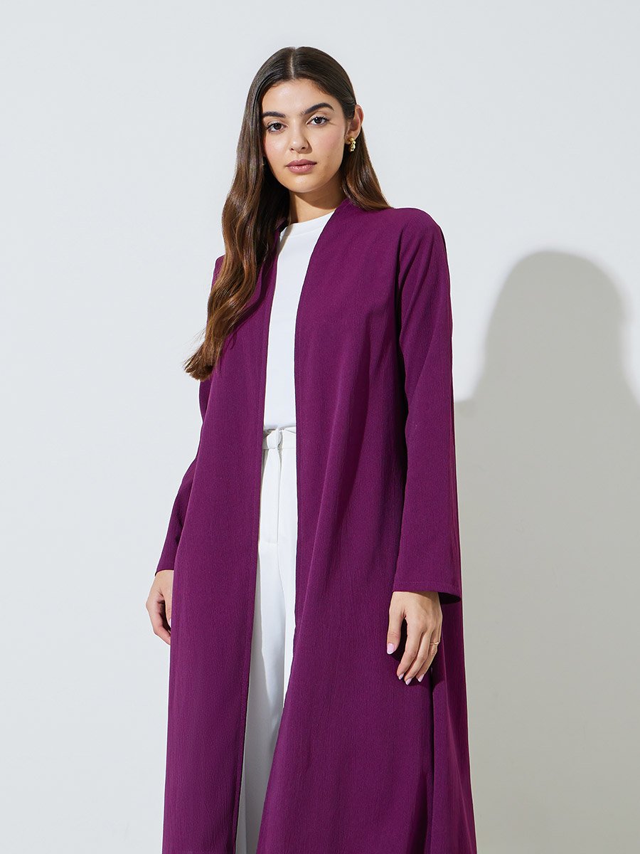 Purple Front Open Lightweight Abaya