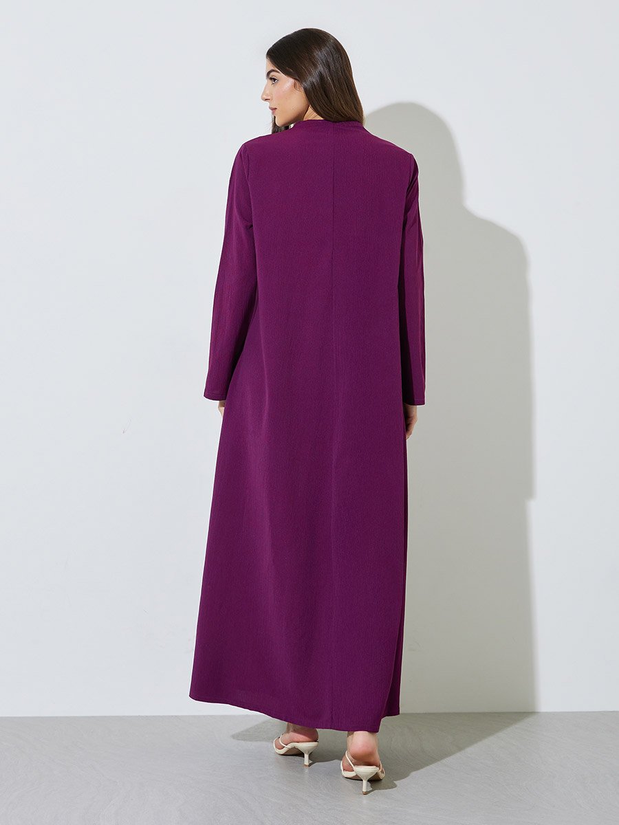 Purple Front Open Lightweight Abaya