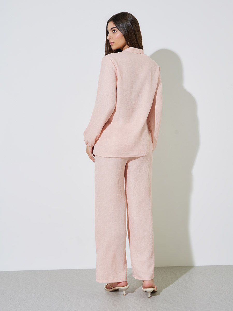 Light Pink Oversized Longline Top and Pants Modest Set