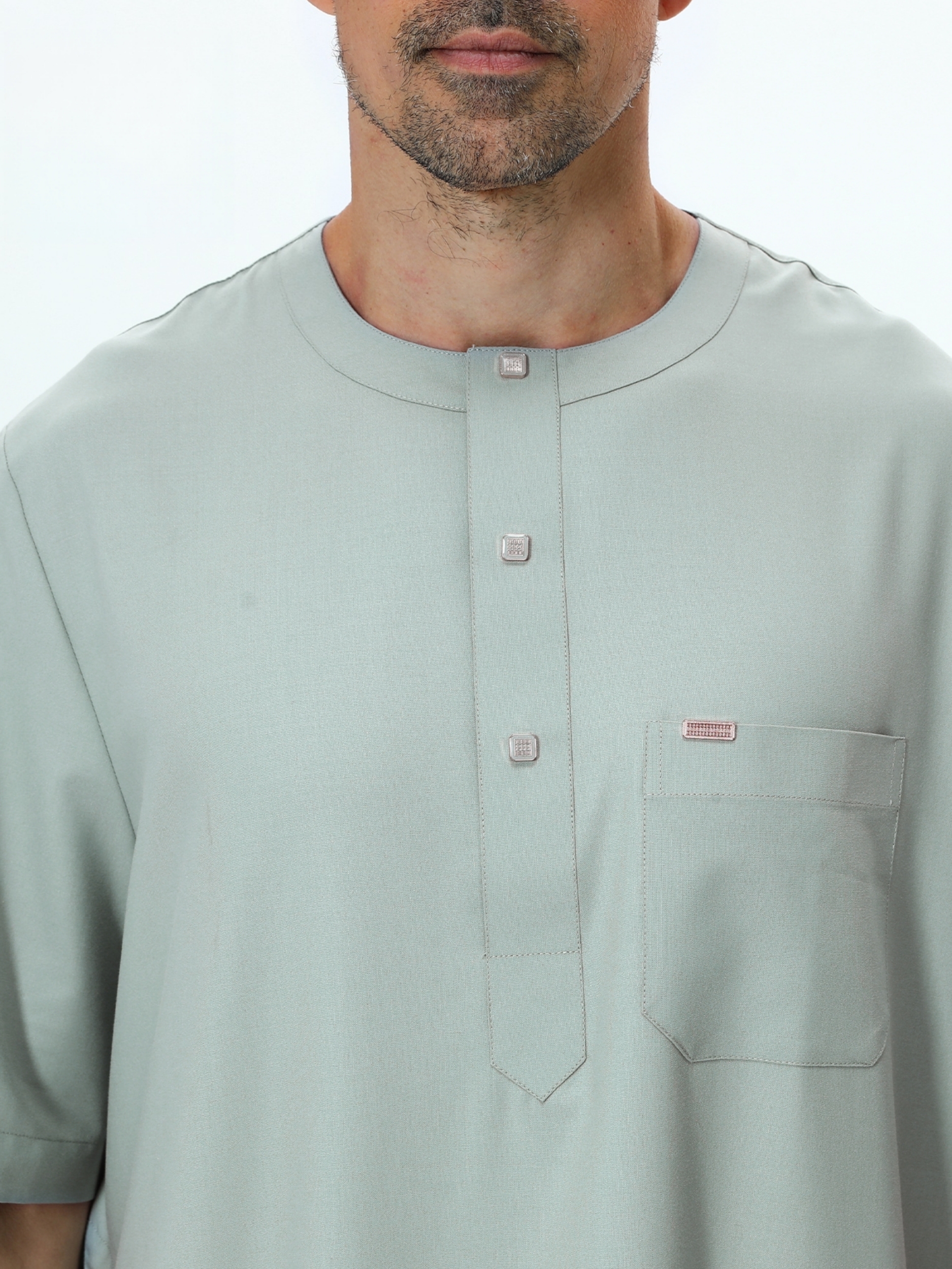 ثوب بفتحة أزرار وياقة هينلي للرجال