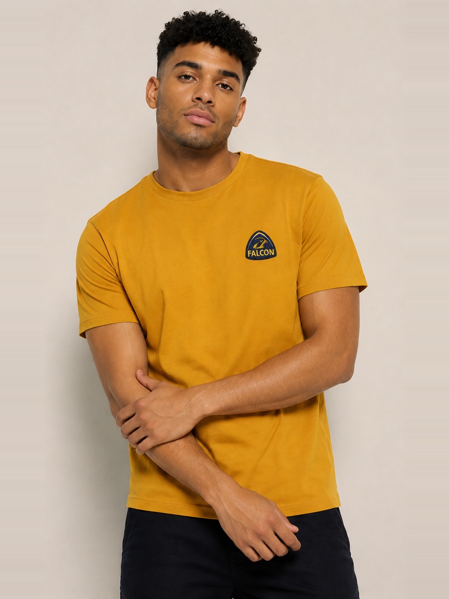 Mustard Printed Crew Neck T-Shirt