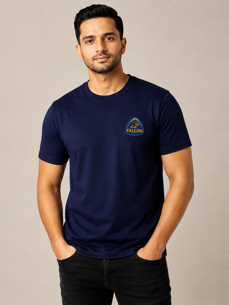 Navy Blue Falcon Crew Neck T-Shirt