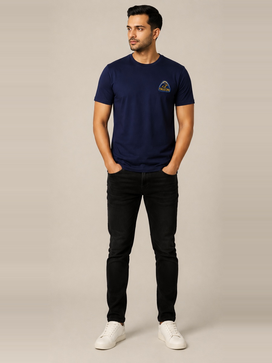 Navy Blue Falcon Crew Neck T-Shirt