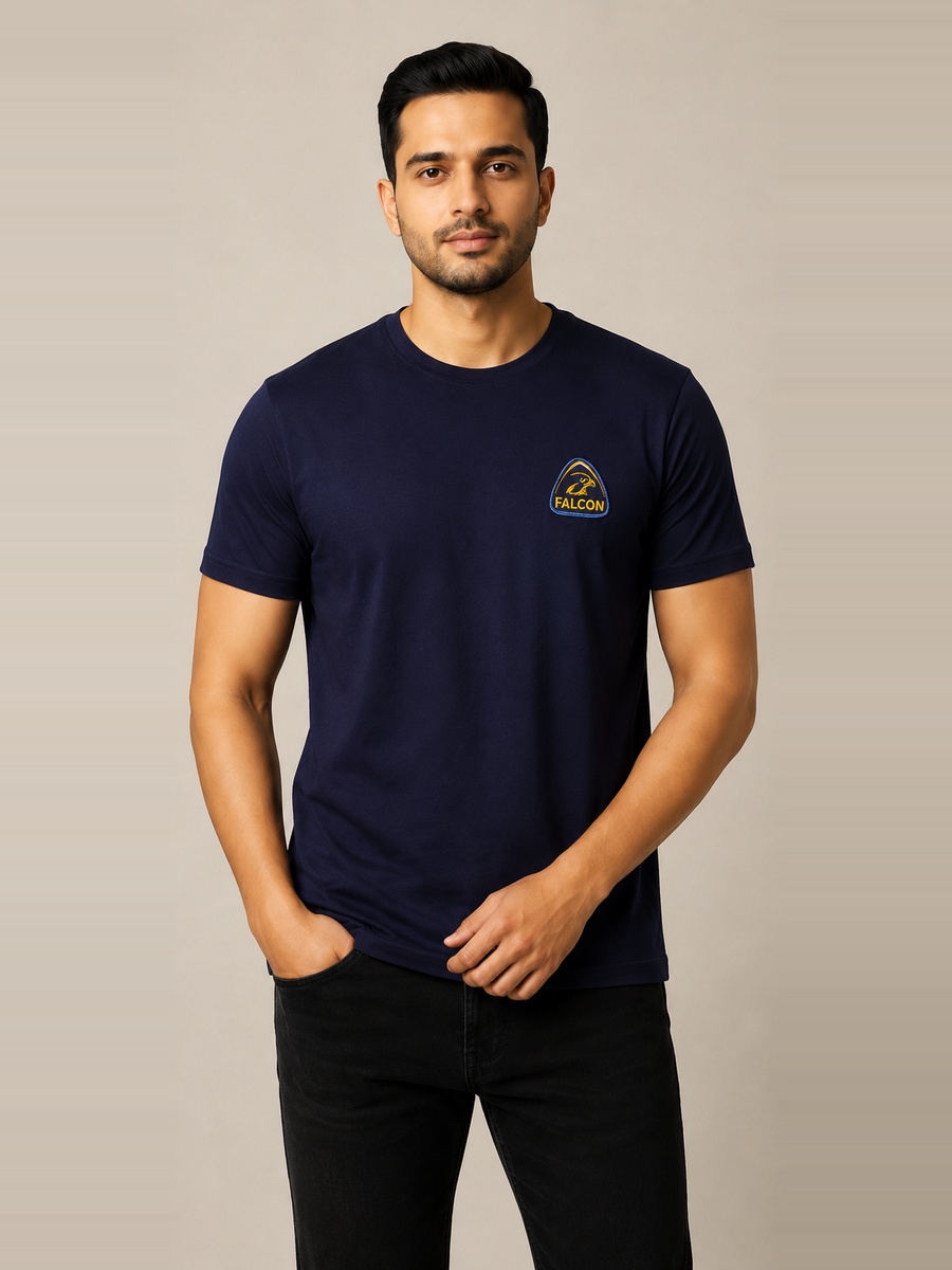 Navy Blue Falcon Crew Neck T-Shirt