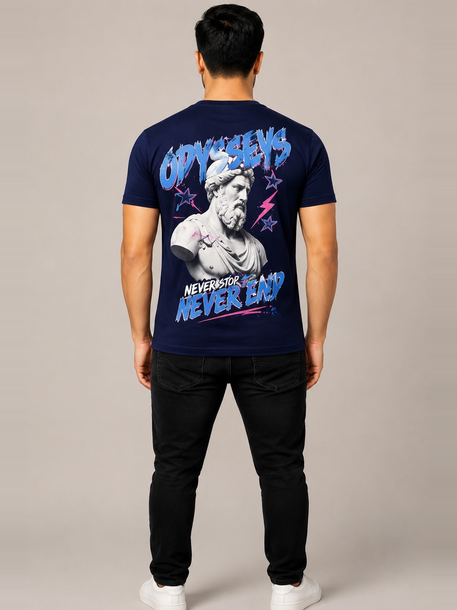 Navy Blue Falcon Crew Neck T-Shirt