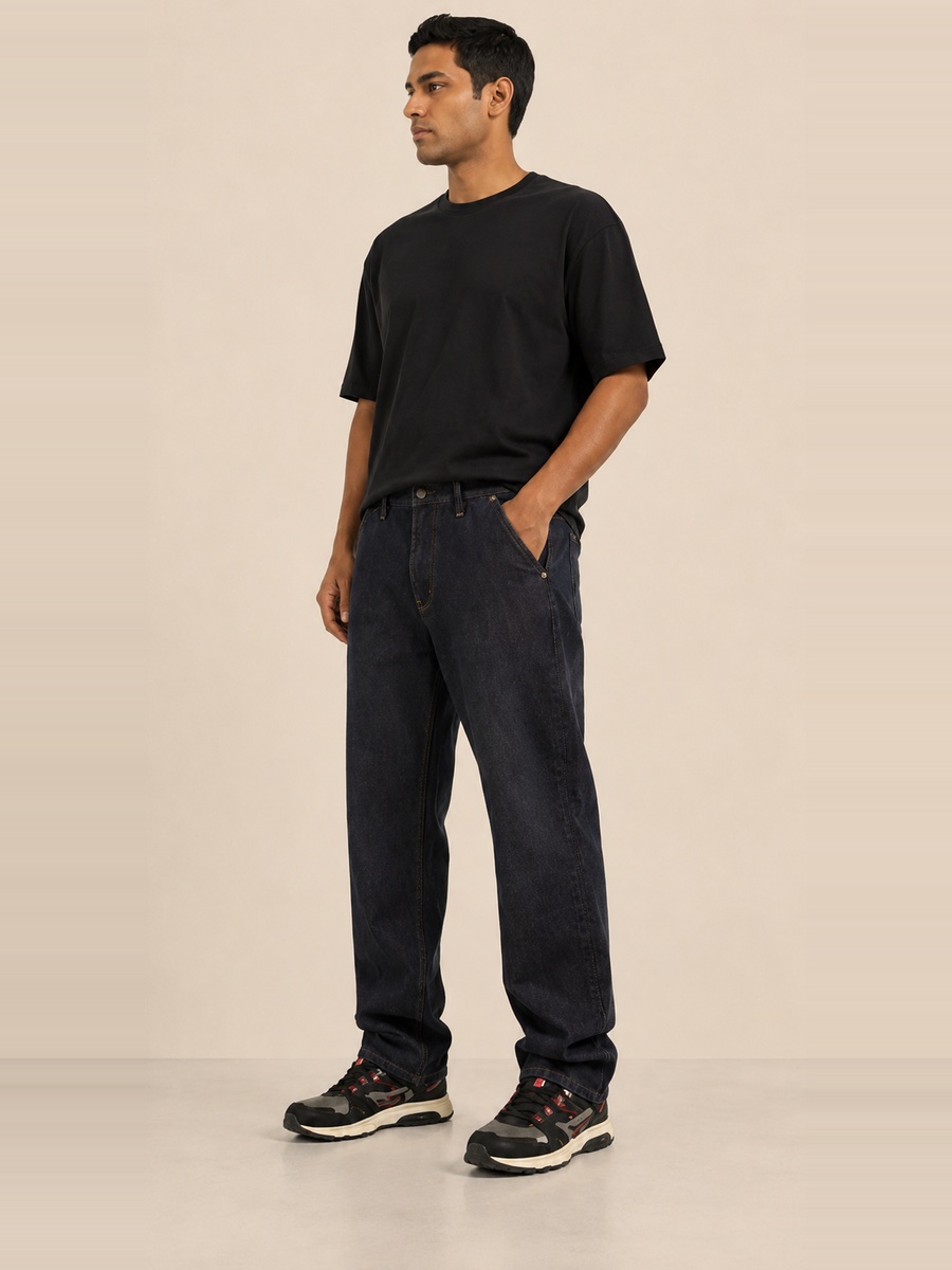 Men Loose Fit Mid Rise Jeans