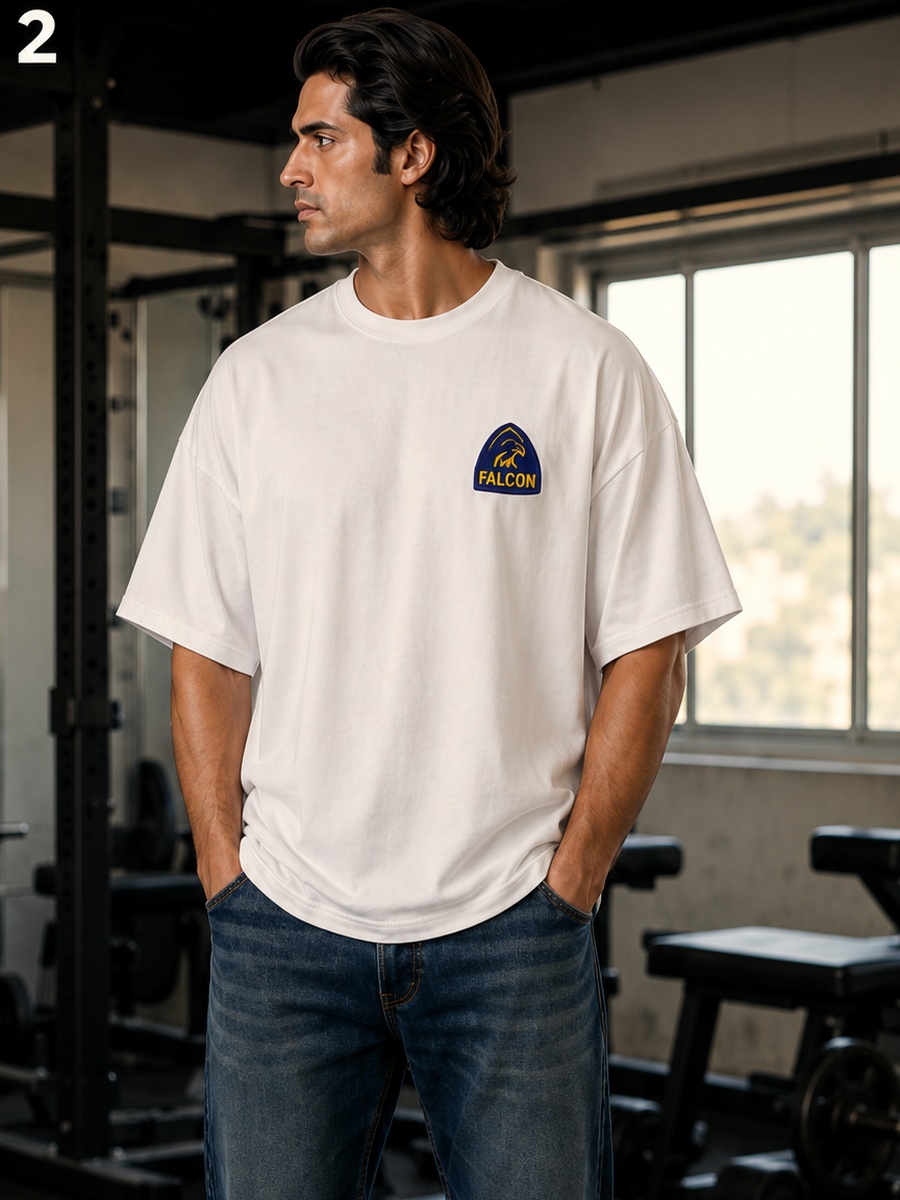 White Dropped Shoulder Relaxed Fit T-Shirt