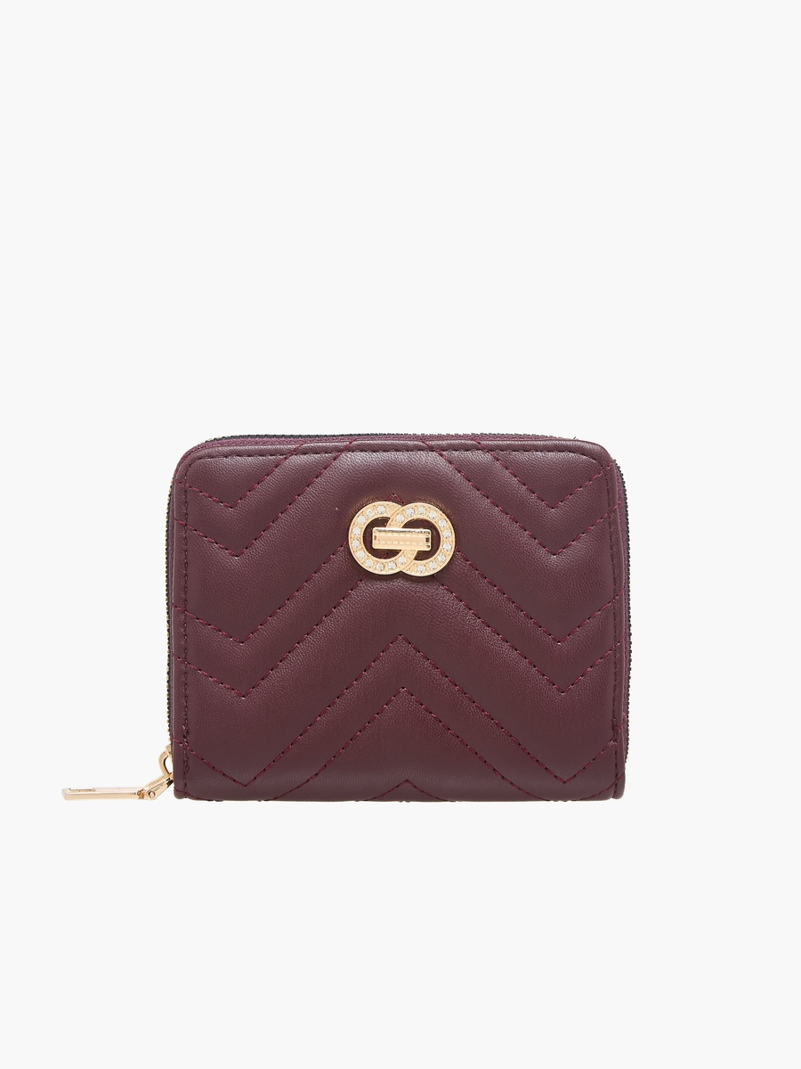 Chevron Quilted Wallet with Zip Closure