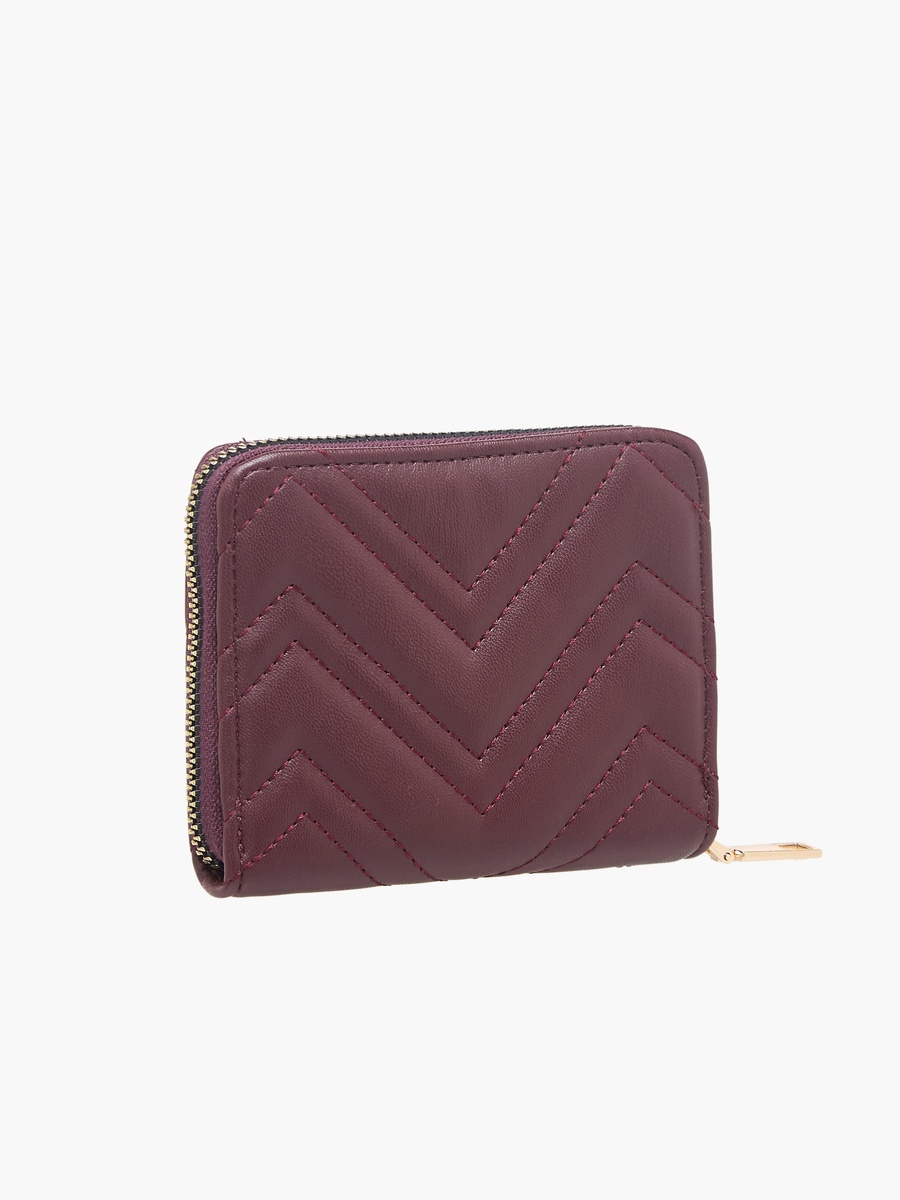 Chevron Quilted Wallet with Zip Closure