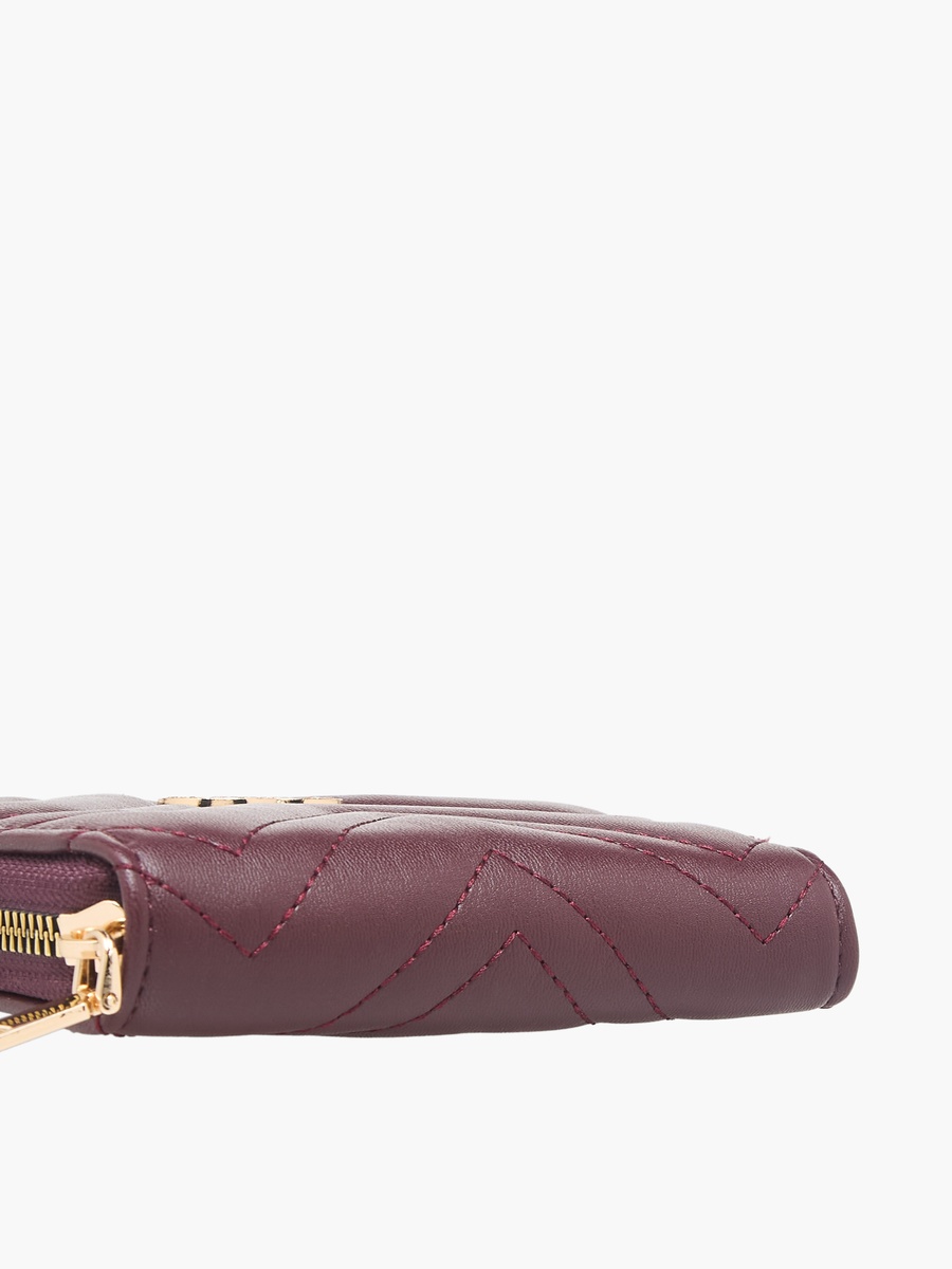 Chevron Quilted Wallet with Zip Closure