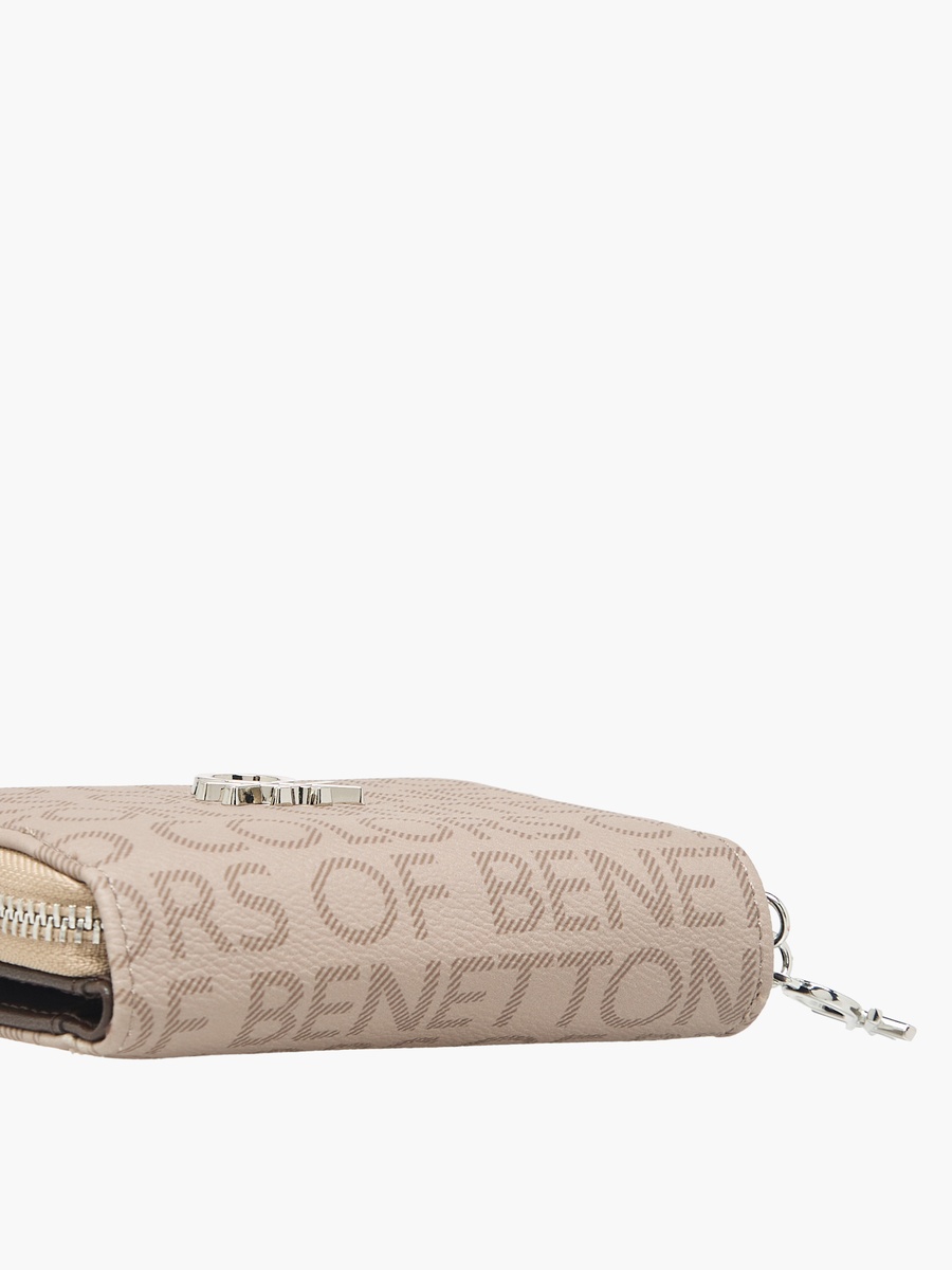 Monogram Print Wallet with Zip Closure