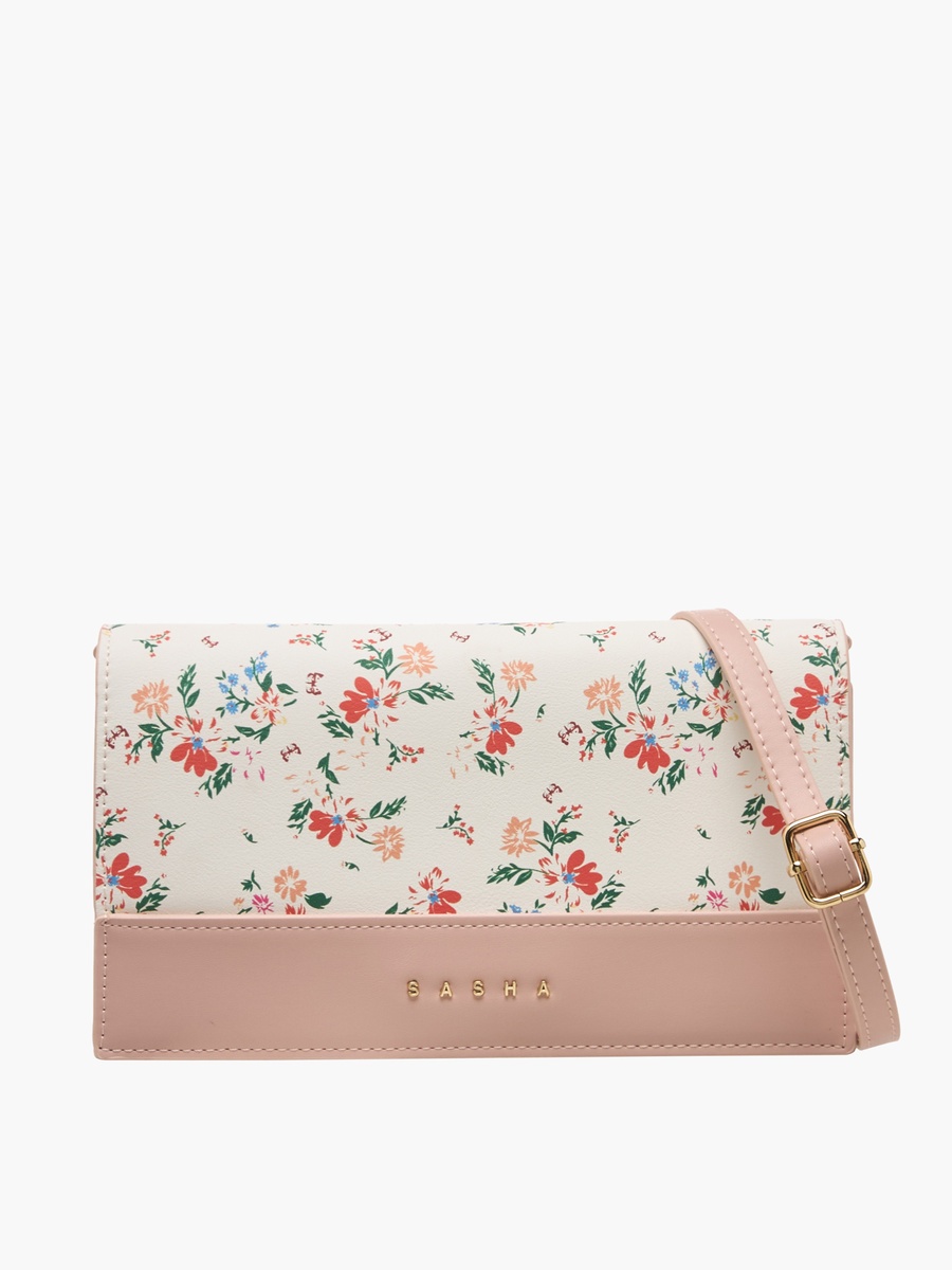 Floral Print Crossbody Bag with Magnetic Closure