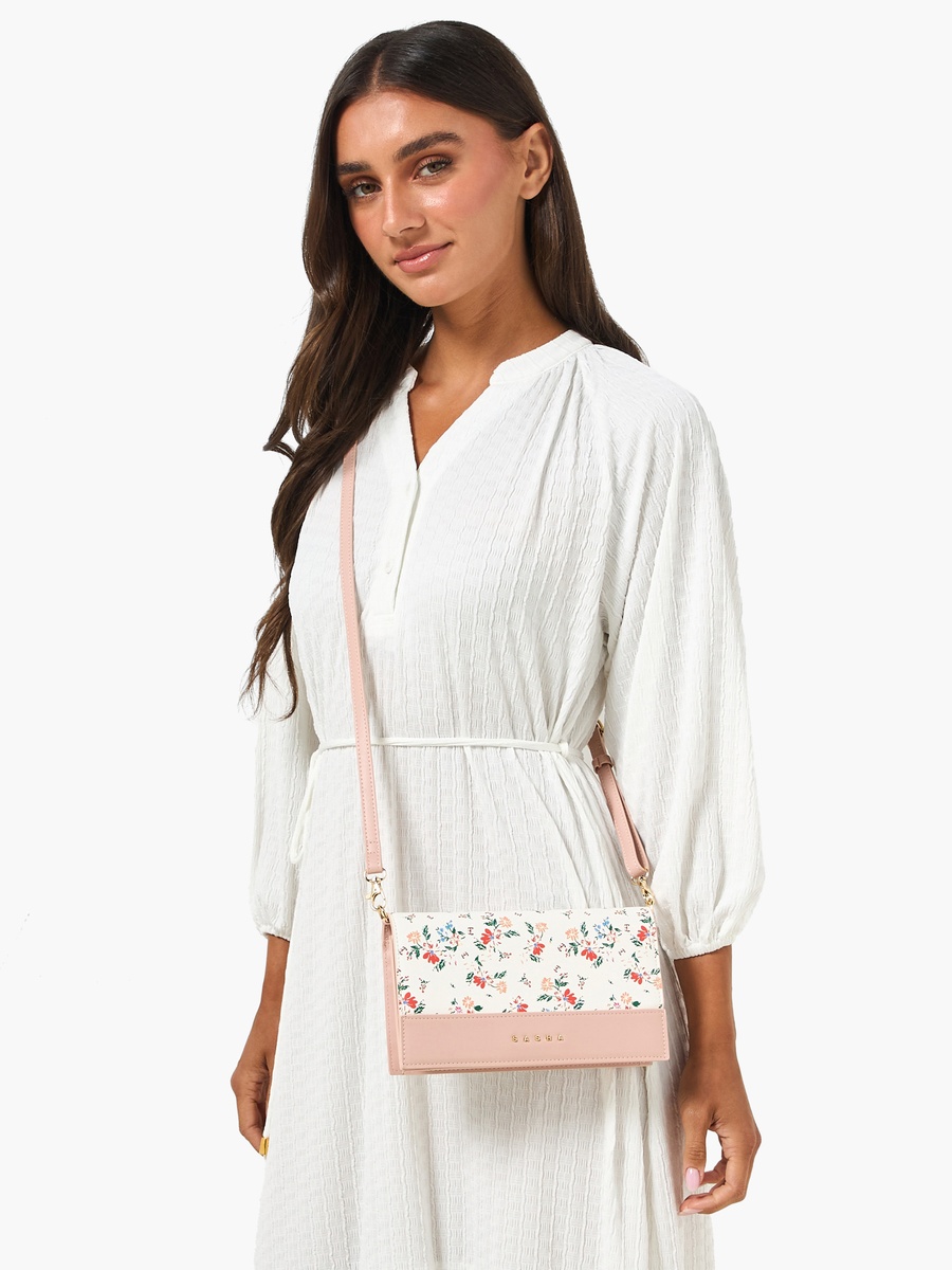 Floral Print Crossbody Bag with Magnetic Closure