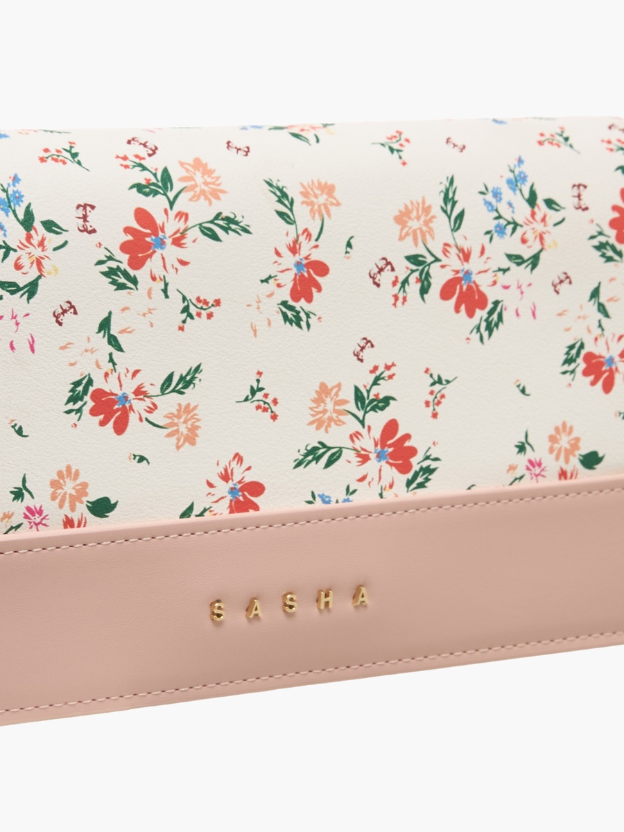 Floral Print Crossbody Bag with Magnetic Closure