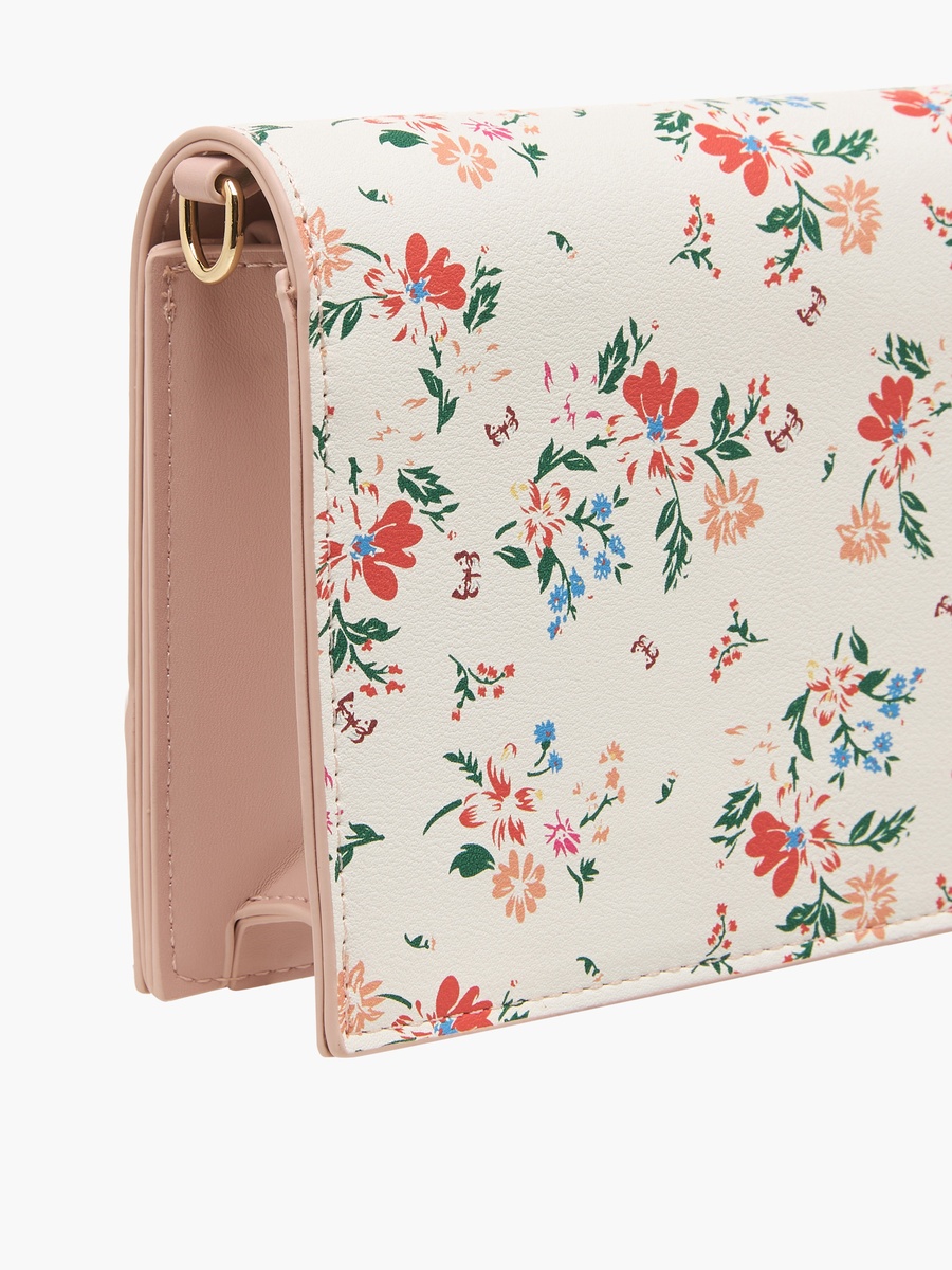 Floral Print Crossbody Bag with Magnetic Closure