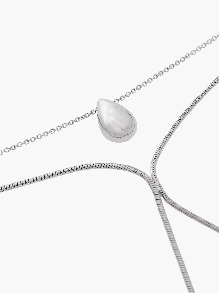 Set of 2 - Metallic Necklace with Lobster Clasp Closure