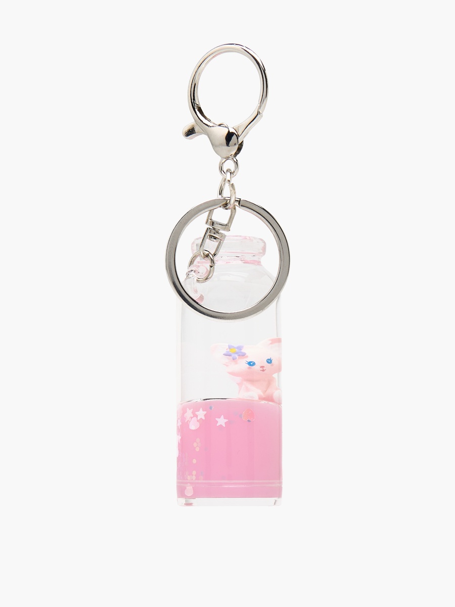 Keychain with Liquid Juice Charm