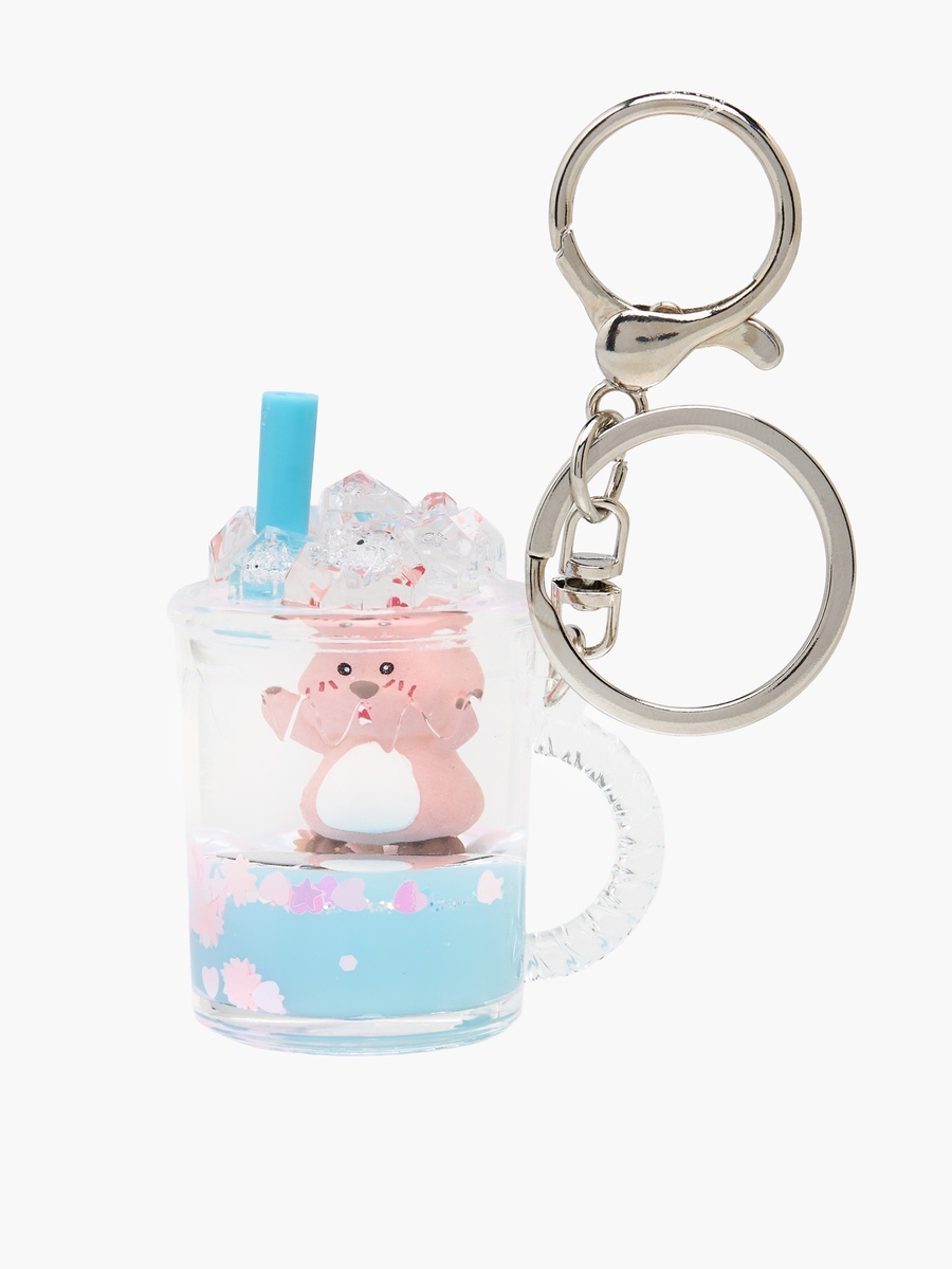 Keychain with Liquid Juice Charm