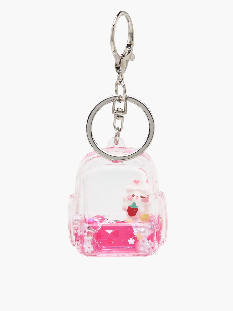 Keychain with Bunny in Backpack Charm