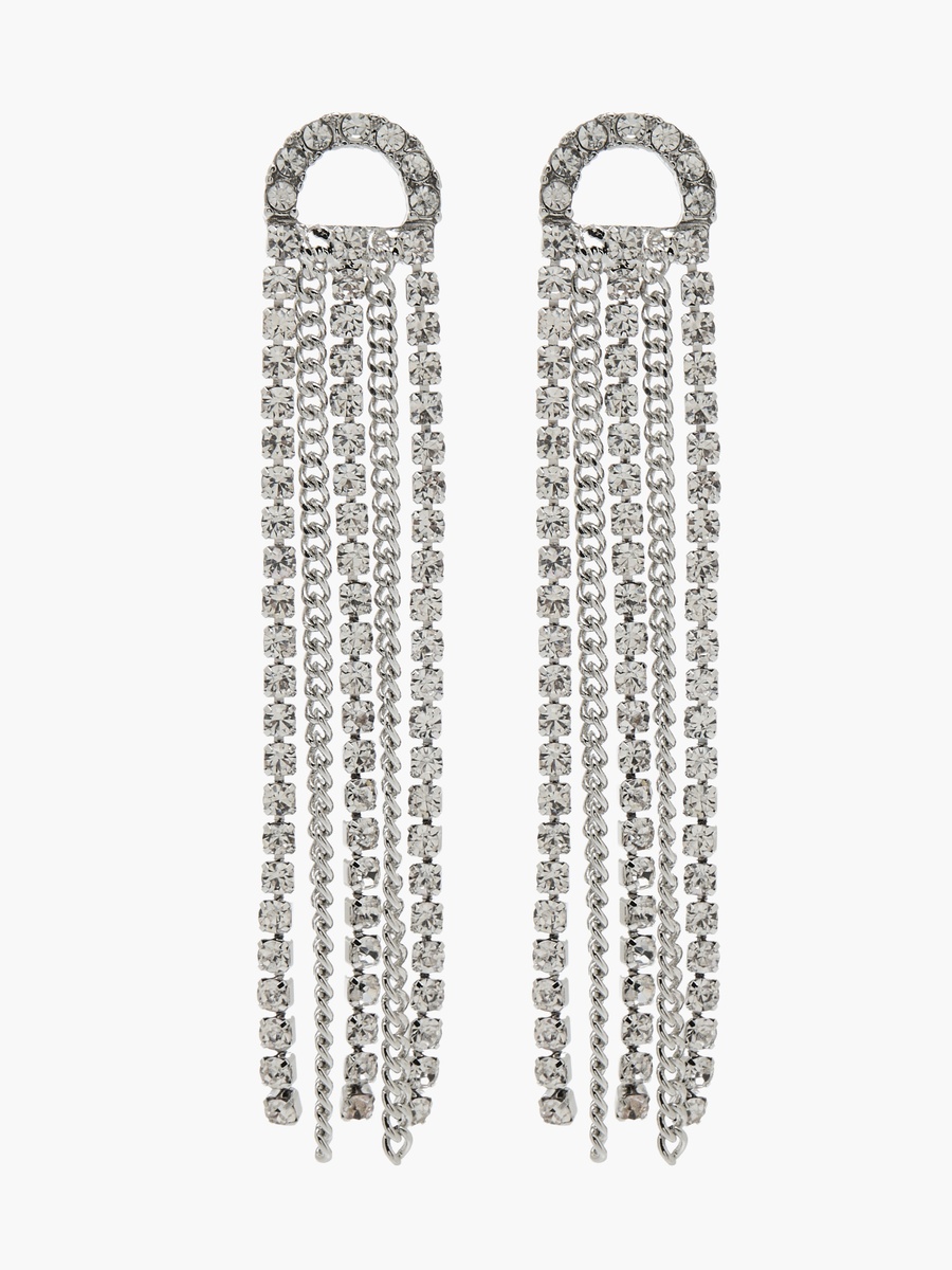 Silver Tone Tassel Earrings with Pushback Closure
