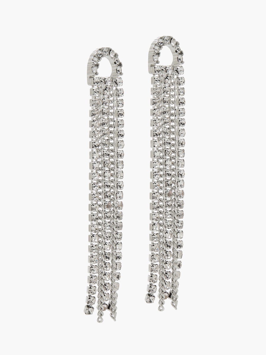Silver Tone Tassel Earrings with Pushback Closure